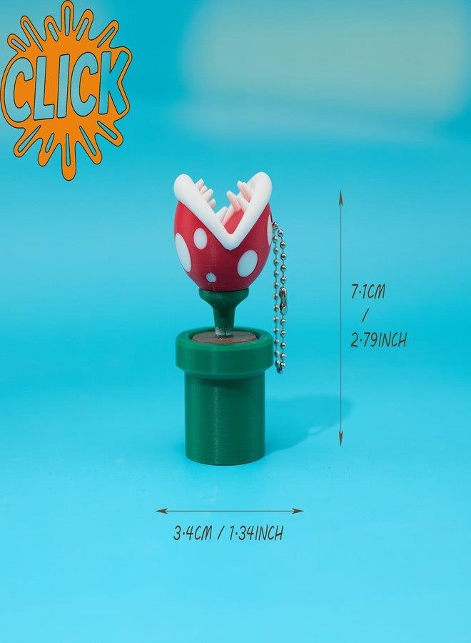 minihope Piranha Plant Click Keychain - Stress Relief Fidget Toy for Adults - Cute Monster Decor & Portable Desk Clicker - Eco-Friendly PLA - Image 4